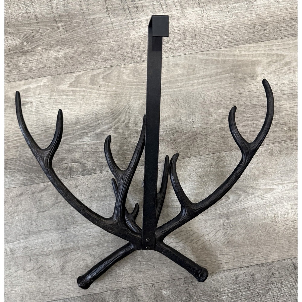 Cast Iron Deer Antler Antlers Over the Door Coat Hooks Purses Cabin Hunting - Picture 5 of 6